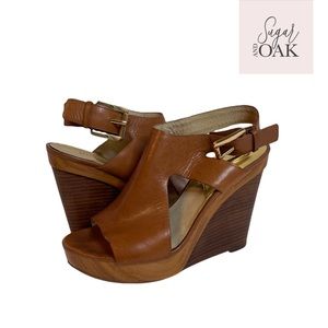 MICHAEL Michael Kors Josephine Leather Wedge Sandal Sz 7.5